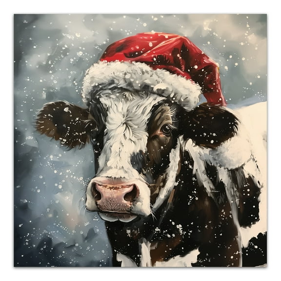 Creative Products Painty Christmas Cow 24 x 24 Canvas Wall Art