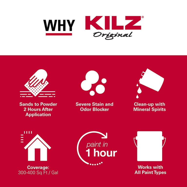 KILZ Original Oil-Based Aerosol Primer, 13 oz White Stain Blocker photo 3