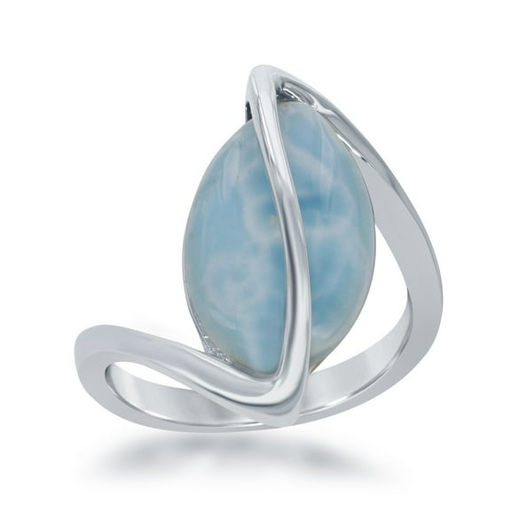 Daily Delight TheJewelryHut Designer Sterling Silver Oval Larimar Twisted Ring