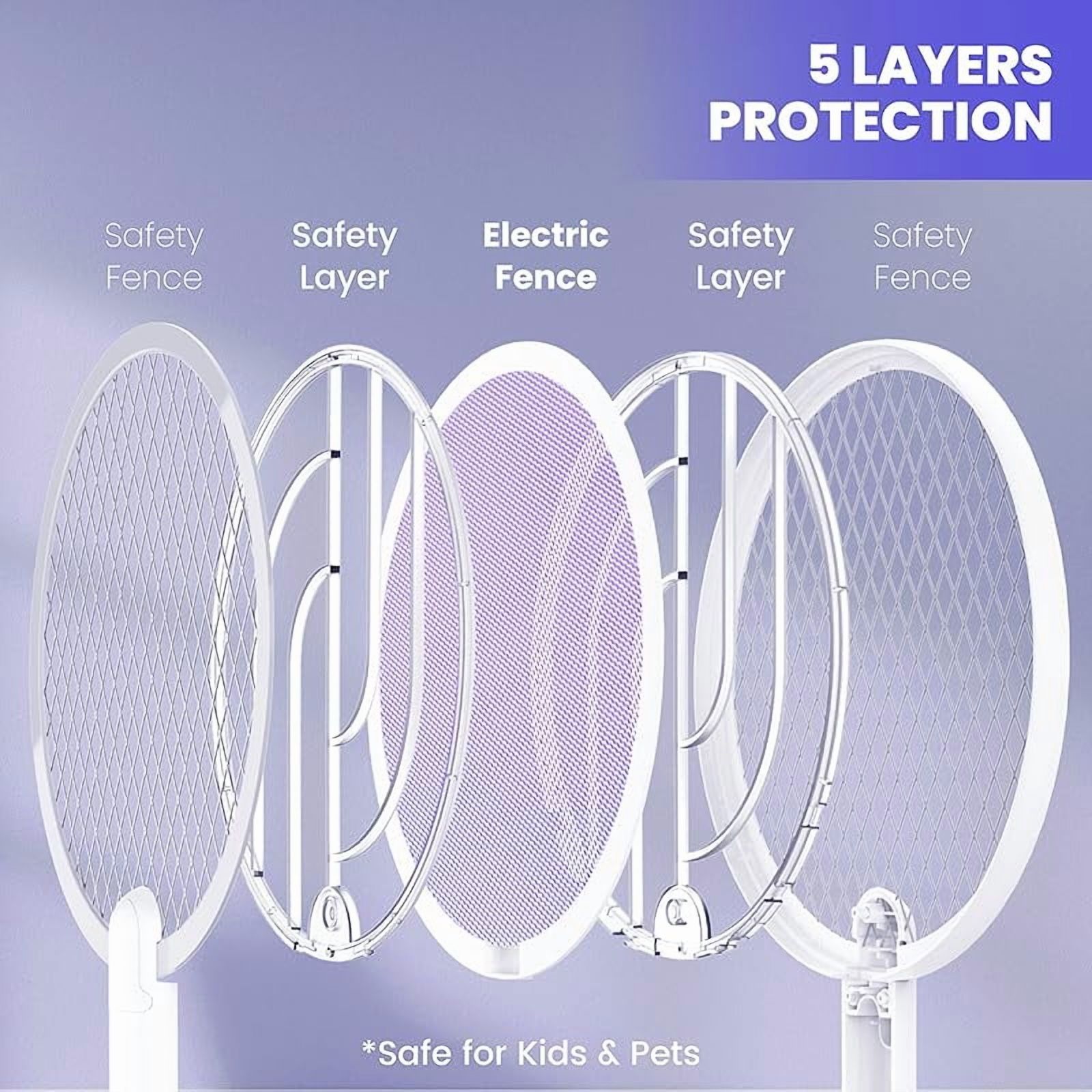 Electric Fly Swatter Racket, 2 in 1 Electric Bug Zapper USB Rechargeable, 4000V Indoor Outdoor Mosquitoes Zapper with 5 Layer Safety Mesh, Cordless Insect Killer Trap Home Office Camping Patio