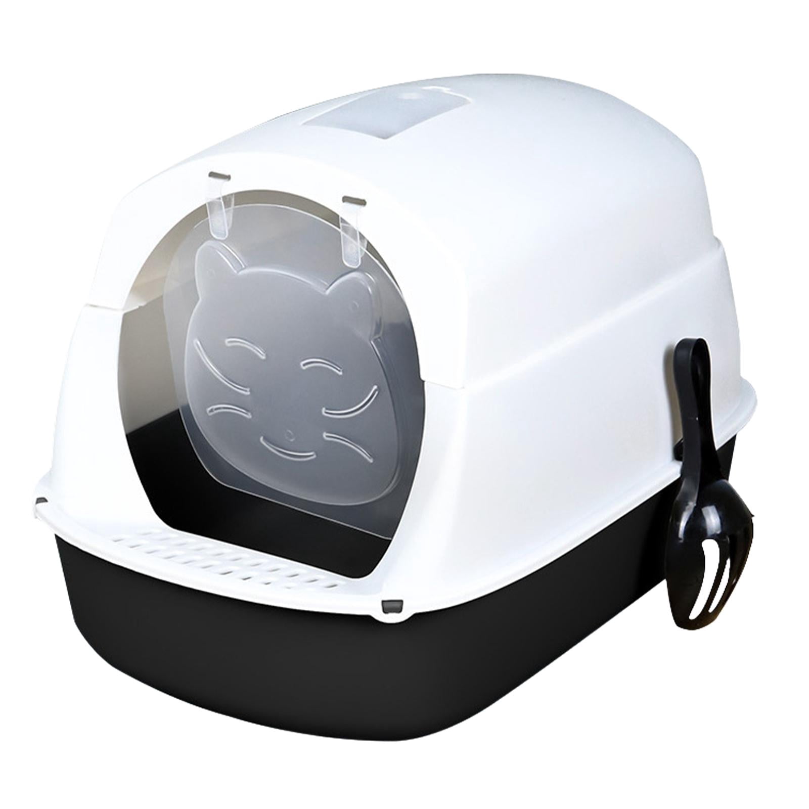 Cat Litter Box with Lid, Foldable Covered ,Anti-Splashing Enclosed Litter Box for Small Cats,Hooded Litter Box with Cat Litter Spoon - Black