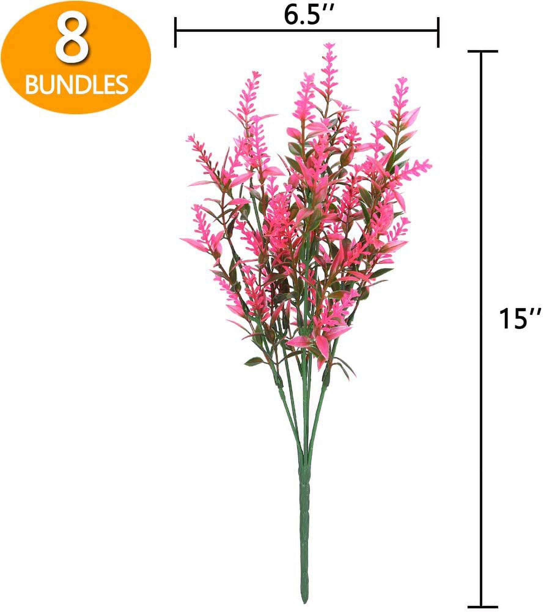 Sinhoon 24 Bundles Artificial Lavender Flowers Outdoor Fake Flowers for Decoration UV Resistant No Fade Faux Plastic Plants Garden Porch Window Box Décor (hot pink)