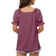 thumbnail image 4 of Blusa informal holgada, suave y elegante de manga corta para usar en la oficina o al aire libre, talla S, camiseta de manga abullonada morada para mujer, 4 of 6
