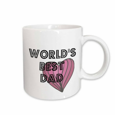 

3dRose Worlds Best Dad Heart - Fathers Day - Art Ceramic Mug 11-ounce