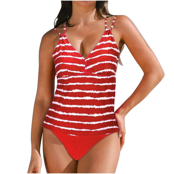 Conjunto de Bikini de Cintura Alta Impreso Cuello en V Correa Ajustado Traje de Baño de una Pieza con Lado Dividido, Traje de Baño Sexy para las Mujeres Playa Piscina Verano