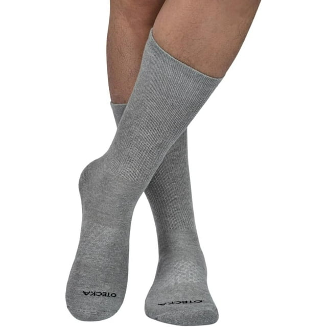 OTECKA Unisex Basic Crew Socks with Moisture-Wicking - Cushion Comfort Crew Socks, Grey, Small-Medium