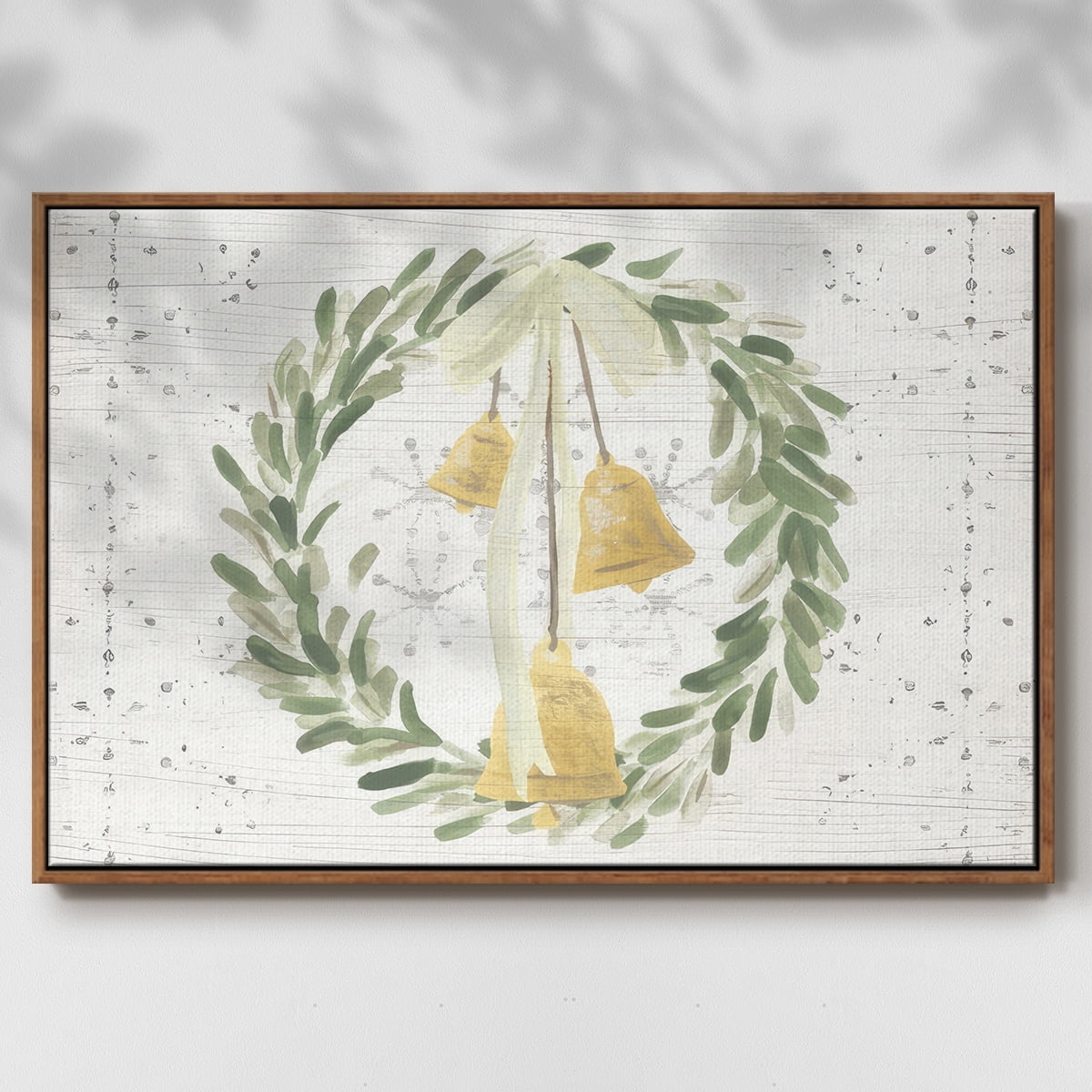 Weathered Aspen Wreath Collection A - Framed Gallery Wrapped Holiday Canvas - 27 x 41 - Rosewood Frame