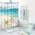 thumbnail image 3 of 4 Pcs Shower Curtain Set Starfish Seashells Beach Blue Sky Ocean Vacation with Non-Slip Rugs Toilet Lid Cover and Bath Mat Bathroom Decor Set 72" x 72", 3 of 7