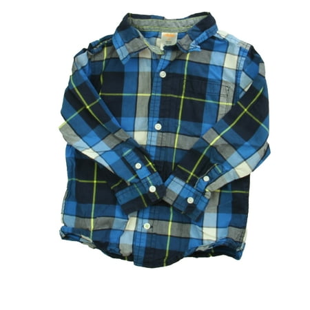 

Pre-owned Gymboree Boys Blue | Yellow Plaid Button Down Long Sleeve size: 3T