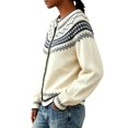 thumbnail image 3 of Garbnen Fair Isle Cardigan Sweater Women Vintage Long Sleeve Open Front Women Cardigans Lightweight Crew Neck Button Down Trendy Fall Winter Outwear White Cardigan for Women Knit Jacket S, 3 of 4