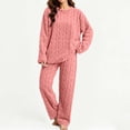 thumbnail image 2 of lcziwo Womens Plush Pajama Set Winter Warm Fleece Lounge Sleepwear Soft Fluffy Pjs 2 Piece Loungewear Fuzzy Ribbed OutfitsPink,Free Size, 2 of 10