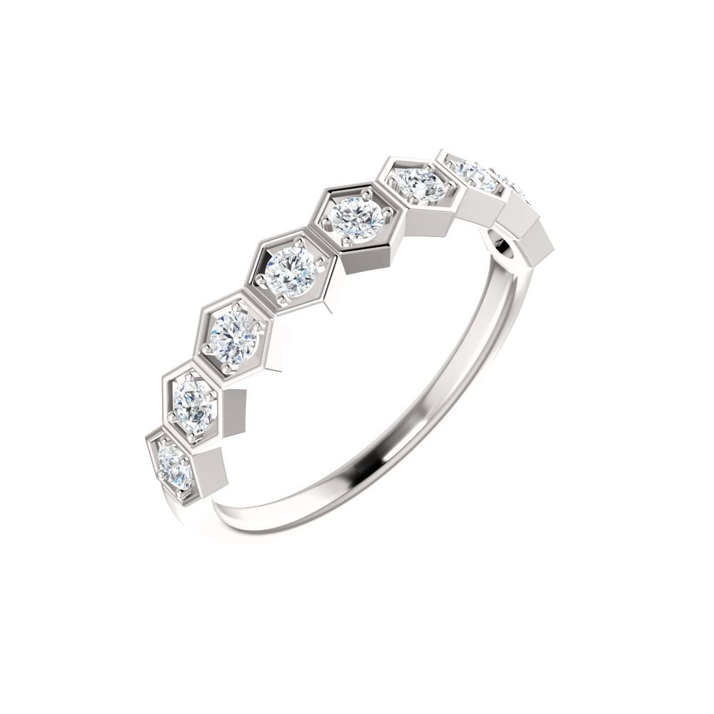 Diamond2Deal 14K White Gold 3/8 CT LabGrown Diamond Stackable Ring Size 7 for Women's