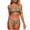Brown, variant on Women's Two Piece V-Neck Bikini Set with Removable Padding, High Cut Bottom, Adjustable Straps, Slimming Fit for Beach, Pool, and Summer Vacations