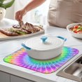 thumbnail image 2 of Colorful Tie Dye Pattern Dish Drying Mat for Kitchen 1 Pack, Ultra Absorbent Microfiber Dishes Drainer Mats,16"x18", 2 of 6