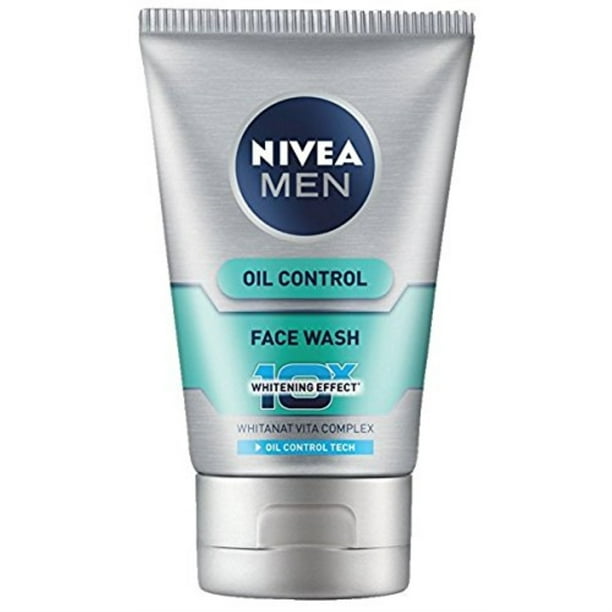 nivea for men advanced whitening oil control face wash, 100ml (pack of