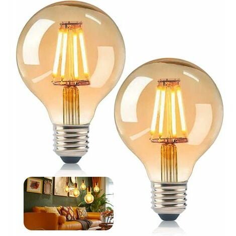 JKWG E27 Bombilla Vintage Lámpara Edison Retro LED Bombilla Vintage G80 Decorativa 4W Bombillas Antiguas Luz Blanca Cálida Ideal para Iluminación Nostálgica en Restaurante Hogar Café Bar Paquete de 2