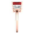 thumbnail image 3 of 4.0ct emerald cut red ruby 14k rose gold 3 stone Bridal Wedding Engagement Promise Anniversary Ring for Women size 9.25, 3 of 7