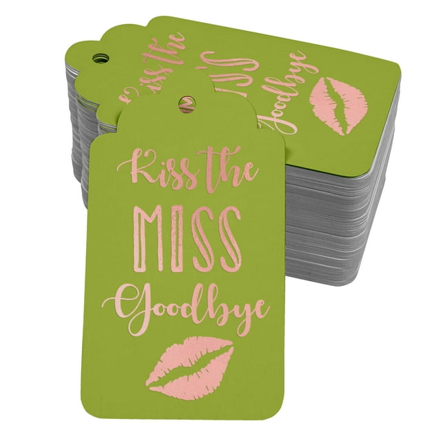 Inkdotpot 50 Pack Real Rose Gold Foil Paper Tags Kiss The Miss Goodbye Bridal Shower Favor Hang Tag