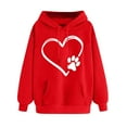 thumbnail image 2 of Antqov Hoodies for Women, Pullover Heart Dog Paw Printed Drawstring Sweatshirts with Pocket, Daily Comfortable Lightweight Blouse, 2 of 5