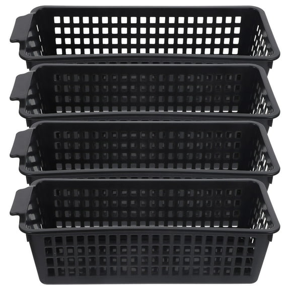 PAMINGONO Slim Storage Box with Handle for Kitchen Bathroom and Home Organization Portable Lightweight PP Material Black Pieces