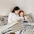 thumbnail image 4 of Homewish Modern Motorcycle Player Bedding Comforter Set 7 Pieces for Teen, Brown Stripes Wave Full Bedding Set, Fashion Plaid Patchwork Reversible Fitted Sheet Flat Sheet, Lightweight Room Decor, 4 of 7