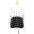 thumbnail image 2 of The Classic Color Block Black And White Shaggy Pullover Jumper With Cross Prints, 2 of 5