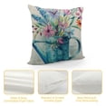 thumbnail image 4 of Cotton Linen  Throw Pillow Covers Blue Watering Can Pot Cushion Case Hand-Painted with Colorful Flowers Floral Pillowcase Spring Summer Farmhouse Decor, 4 of 5