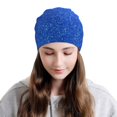 thumbnail image 2 of Naloa Blue Glitter Soft Beanie Hat, Knit Beanie Daily Beanie in Fine Knit for Women Men Winter Travel, Outdoor, 2 of 7