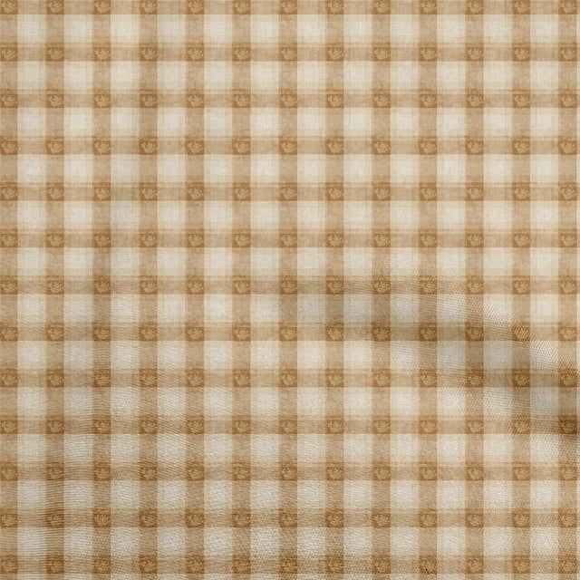 oneOone Silk Tabby Brown Fabric Check Sewing Craft Projects Fabric Prints By Yard 42 Inch Wide