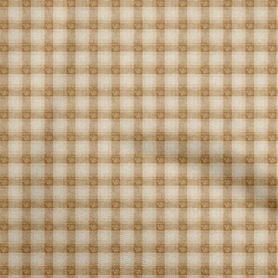 oneOone Cotton Jersey Brown Fabric Check Sewing Material Print Fabric By The Yard 58 Inch Wide