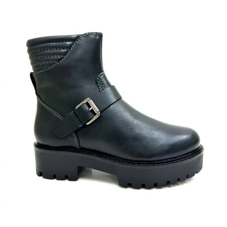 

oobash Fashion Black Platform Riding Boots Chunky Moto Boot