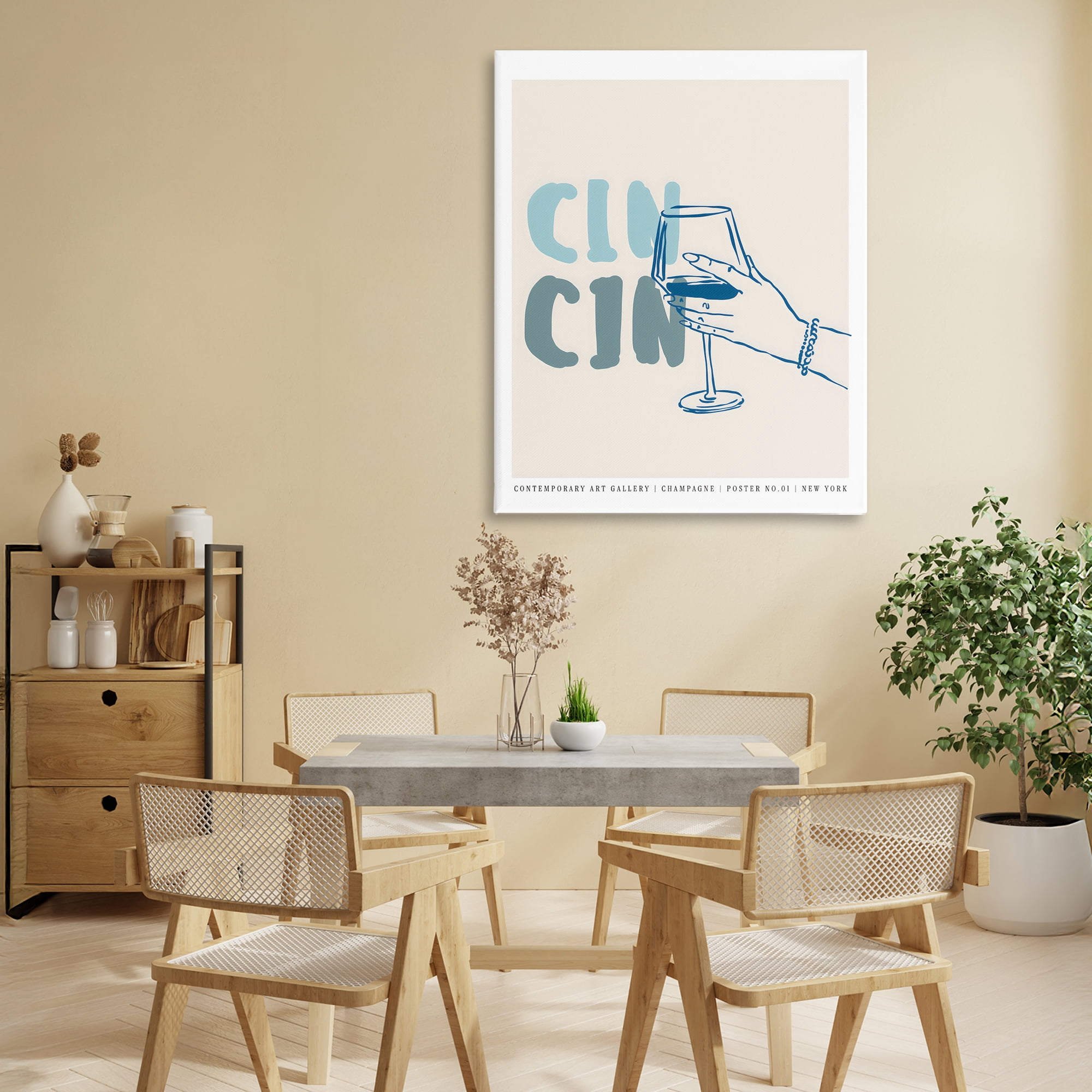 Stupell Industries Cin Cin Blue Champagne Toast Canvas Wall Art, design by The Prints Vibe
