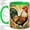 Green, variant on Colorful Rooster Sunburst Coffee Mug, Rooster Mug, Morning Tea Cup for Home, Farm Bird with Bright Green Tail Feathers and Retro Flowers, Folk Poultry Art, Country Kitchen Lover