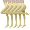 thumbnail image 2 of oelaio Footless Opaque Tights for Adult Women 5 Pack Ballet Dance Leggings Buttery Soft Stretch High Waisted Pantyhose Yellow L, 2 of 3