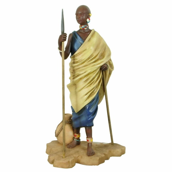 Stoneage Arts Inc 7" Brown and Beige Maasai Shepherd Alabaster Figurine