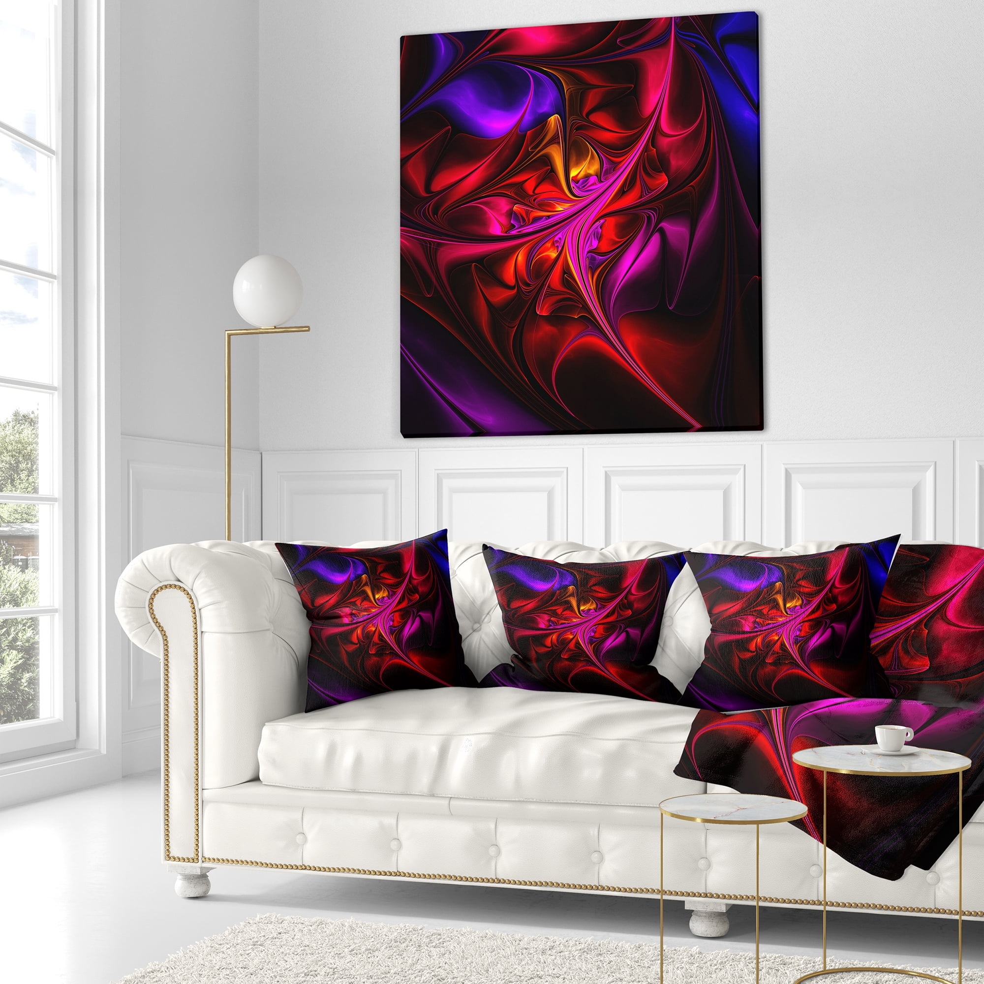 Designart 16" x 16" Red Polyester Throw Pillow