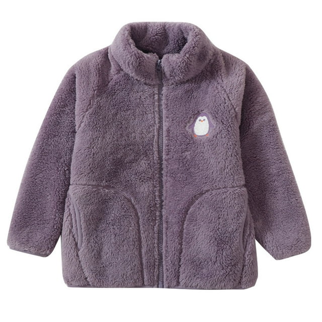 Cowsor Baby Kids Sherpa Jacket with Zipper, Cotton-Lined Fuzzy Outerwear Coat for Infant Toddler