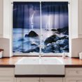 thumbnail image 2 of Ambesonne Summer Kitchen Curtains, Rocky Coast Mystic Storm, 55"x45", Grey Purple, 2 of 3