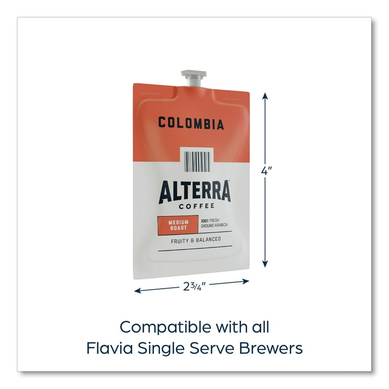 Alterra Columbia Coffee Freshpack, Columbia, 0.28 oz Pouch, 100/Carton Alterra Columbia Coffee Freshpack, Columbia, 0.28 oz Pouch, 100/Carton
