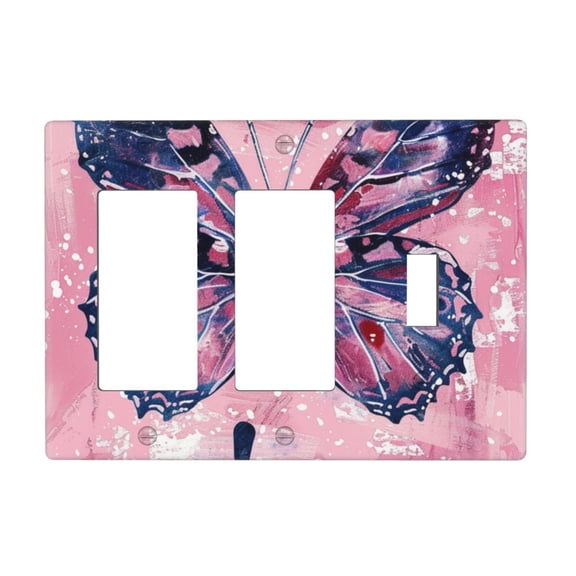 Watercolor Welcome Switch Cover Decorative Wall Plate 3-Gang 2-Decor 1-Toggle Standard Size