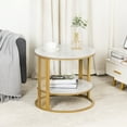 thumbnail image 6 of Round Coffee Table Nordic Style Center Table Accent Side Table Marble Desktop Golden + White, 6 of 12