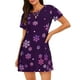 thumbnail image 1 of Fotbe Purple Snow Flakes Bata de Dormir para Mujer con Estampado, Camisón de Algodón de Manga Corta, Ropa de Dormir Casual, 1 of 6