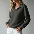 thumbnail image 5 of Quarter Zip Tops for women Ribbed Sleeve Cuffs Women Workout Pullover Hoodies Collared Waffle Knit Oversized Sweatshirt, 5 of 5