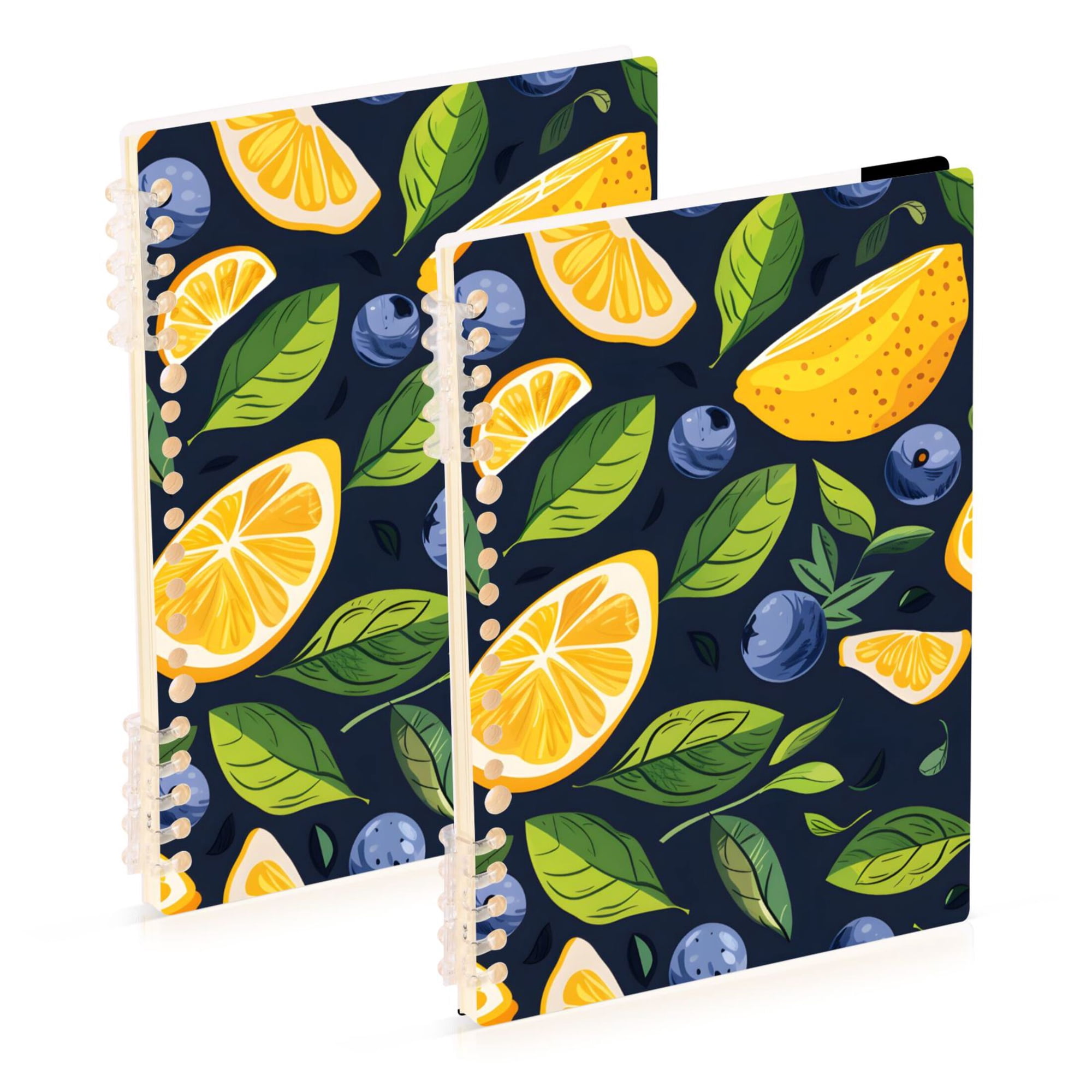 Lemon Blueberry Ring Binder Notebook Journey Note Diary College Ruled Spiral Notebook Study Loose Leaf Paper A5 60 Pages
