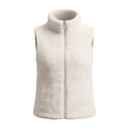 thumbnail image 4 of Bzdzmqm Womens Fleece Vest Full Zip Sleeveless Jacket Stand Collar Solid Cozy Warm Fall Winter Outdoor Work Daily Wear Outfits, White S, 4 of 6