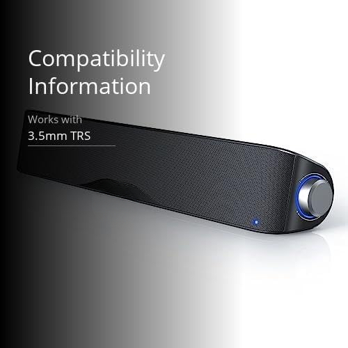 HiFi Computer Sound Bar, USB Powered Speakers with Bluetooth 5.0 & Aux-in, for Desktop PC, Laptop, Xbox, Phones, Tablets, Gaming