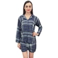 thumbnail image 1 of Bimba Women Check Printed Sleepwear Button-Down Shirt And Shorts 2 Pcs Set - 18, 1 of 1