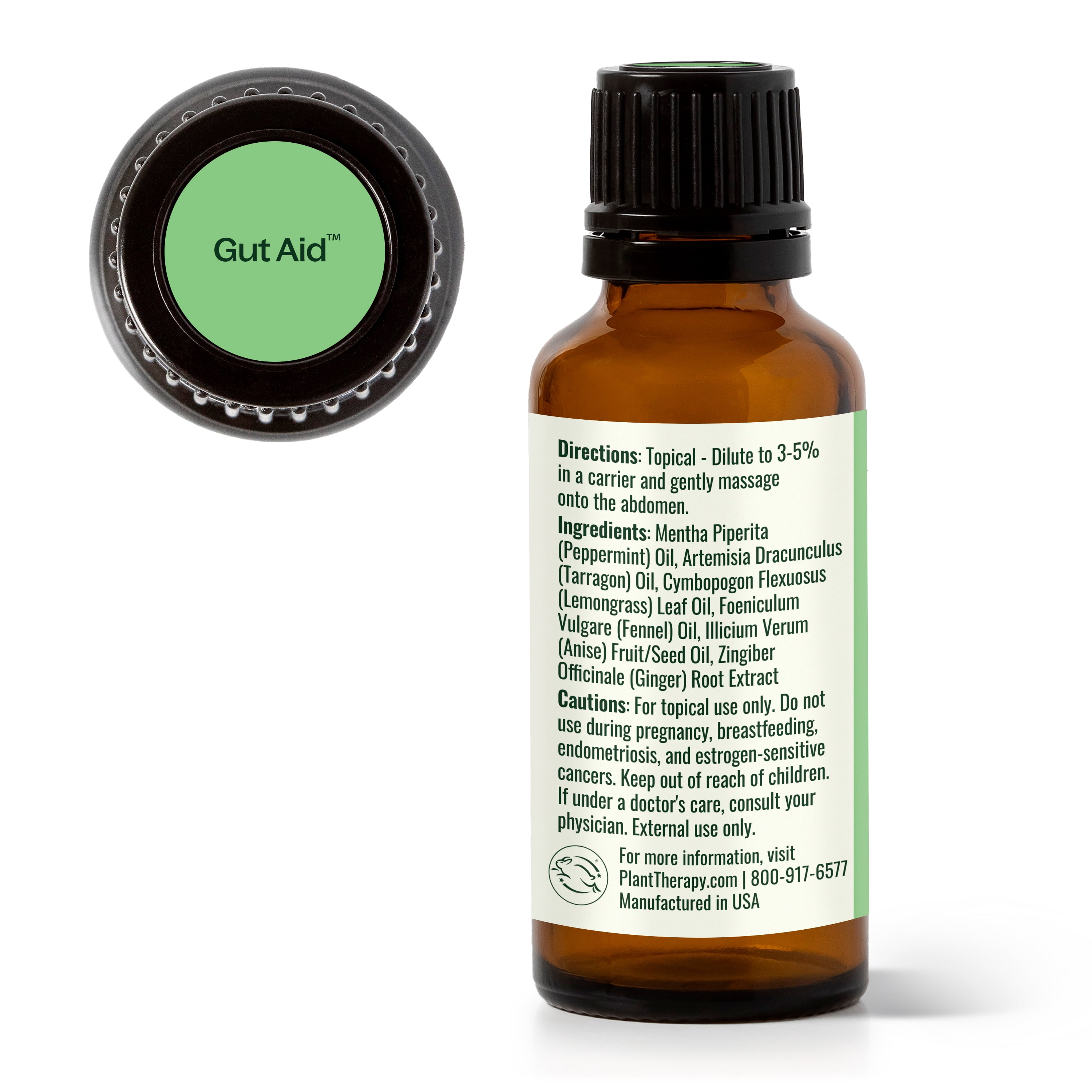 Plant Therapy Gut Aid Essential Oil Blend 30 mL (1 oz) 100% Pure, Undiluted, Natural Aromatherapy for Upset Stomach Relief