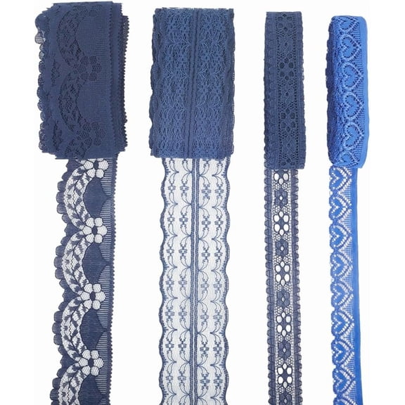 4 Rolls 20 Yards Sewing Lace Ribbon Inelastic Vintage Decorative Lace Trim Roll Edge Trimming Applique for Sewing Crafts Wedding Bouquet Home Decorations Curtain Tablecloth Gift Wrapping