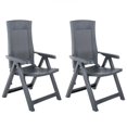 thumbnail image 1 of vidaXL Garden Reclining Chairs 2 pcs Plastic Anthracite, 1 of 5